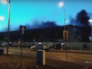 Pożar w miejscu rozbiórki dworca w Oświęcimiu