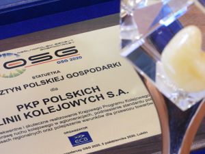 PKP Polskie Linie Kolejowe S.A. nagrodzone "Bursztynem Polskiej Gospodarki".