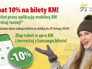 Przedłużamy promocję 10% rabatu na zakup biletów okresowych w aplikacji Kolei Mazowieckich!
