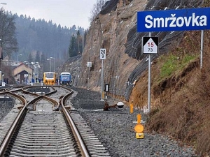 Smržovka: czeski peron wyspowy dla trzech torów