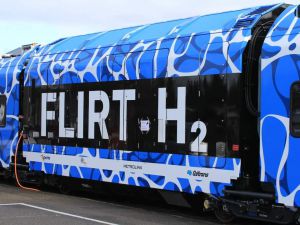 FLIRT H2 zasilany wodorem dla Zarządu Transportu Hrabstwa San Bernadino na testach w Szwajcarii.