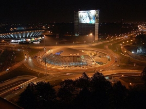 Katowice: prace torowe na rondzie Ziętka