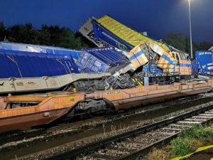 Wypadek kolejowy na terminalu kontenerowym w Herne - ogromne szkody materialne.