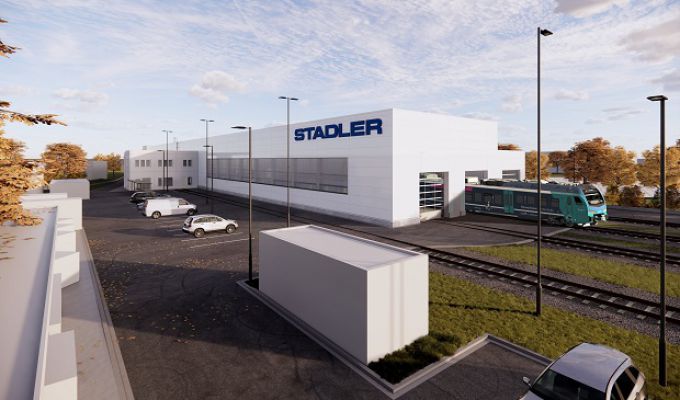 Nowy zakład konserwacji pociągów akumulatorowych Stadler Rail w Rendsburgu w Niemczech. 