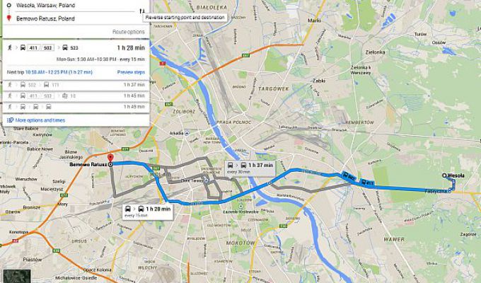 Sprawdź trasę podróży po stolicy z Google Transit